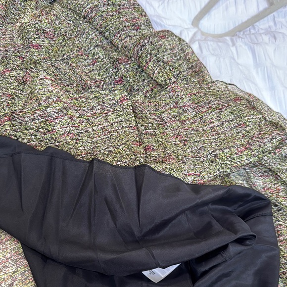 DKNY 100% silk v Neck Neck Green and Wine Midi Dress Size14 - Picture 8 of 9